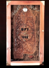 Custom Wood and Carved Leather Clock