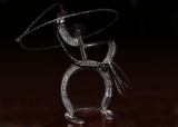 Lasso Twirling Horseshoe and Wire Cowboy